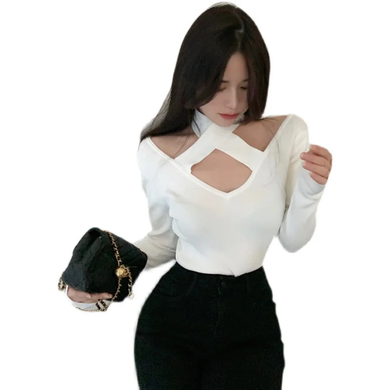 

Knit sweater new female slim slimming halter bottoming long-sleeved top tide spring 2020