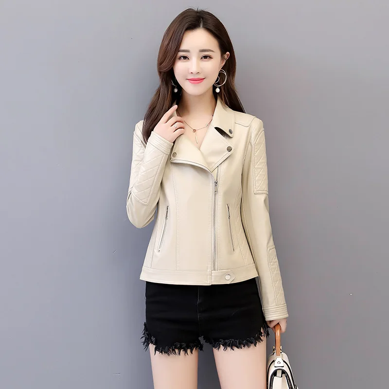 Куртка и пальто из искусственной кожи для женщин короткая тонкая Черная