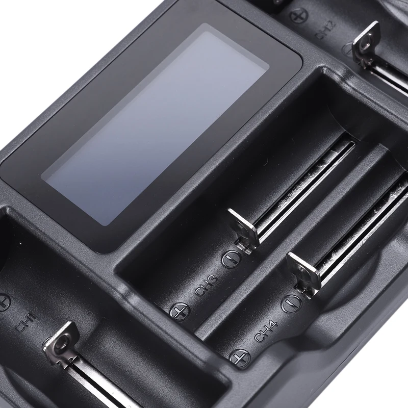 Зарядное устройство для аккумуляторов Top Universal 18650 26650 4 слота LCD-дисплеем, интерфейсом Micro-USB для литиевых электронных сигарет, 5 В 1-2 А.