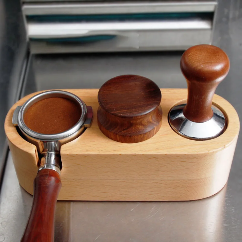 

Coffee Filter Tamper Holder Tamper Stand Beech Walnut Wood Espresso Distributor Mat Support Base Rack Barista Tools Accessories