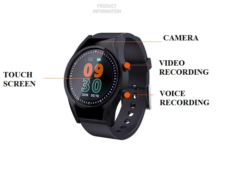 OLED Color Display With Metal Plate 1080P Camera Smart Watch Fitness Tracker Wristband Audio Voice Recorder Video DV DVR | Электроника