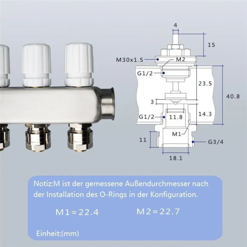 G1/2 X G3/4 Латунная вставка клапана для напольного теплого распределителя