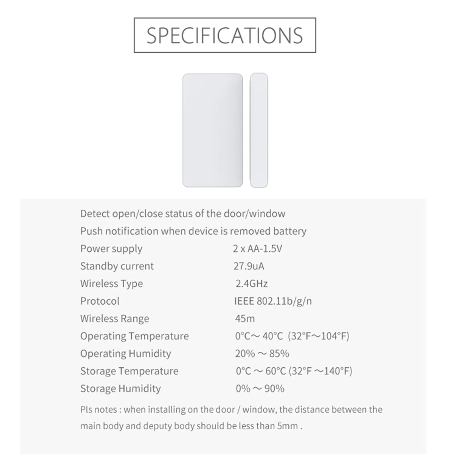 

Wifi Door Sensor, Wireless Smart Door Open/closed Detectors, Smart Home App Wifi Window Sensor Work With Mobilephone