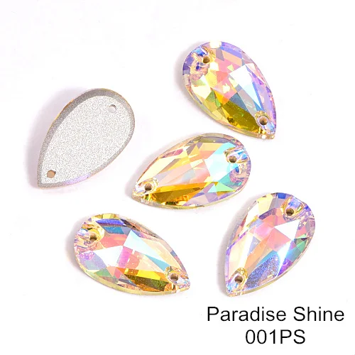 Paradise Shine 24 шт./лот AAAAA качество каплевидные стеклянные стразы блеск пришить стразы Красочные стразы для шитья свадебное платье B3408 - Color: Paradise Shine