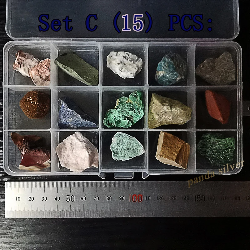 Различные натуральные необработанные камни и минералы с коробкой натуральный