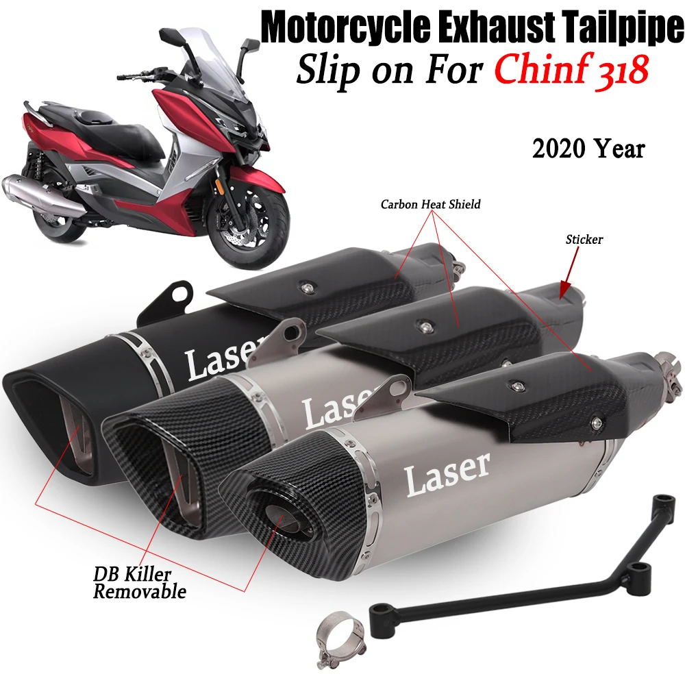 

Slip on For Chinf318 Chinf 318 2020 Motorcycle Exhaust Escape Moto Muffler Tailpipe DB Killer Removable Carbon Fiber HeatGuard