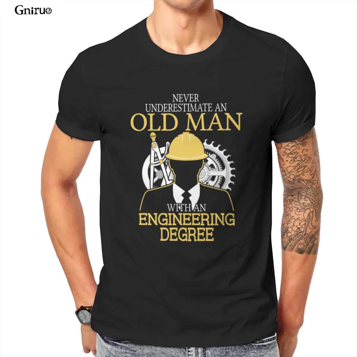 

Wholesale Never Underestimate Old Man Engineering Degree Unisex Baseball T-Shirt Games Gift Gothic Vintage Tees 103376