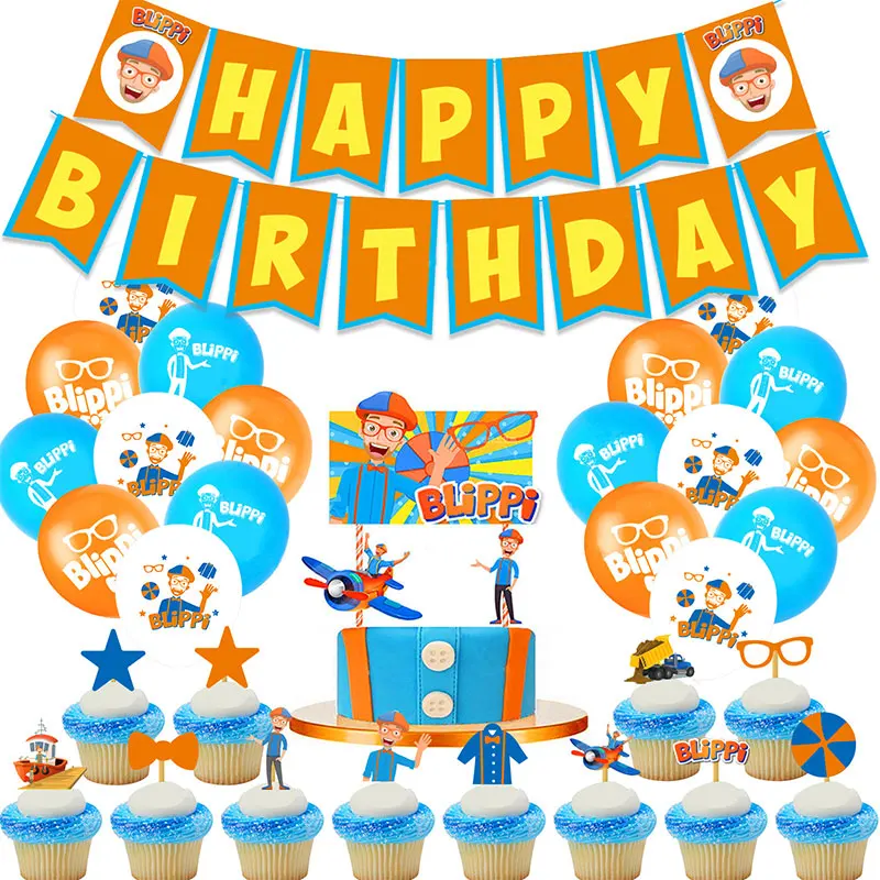 1 комплект Blippi латексный воздушный шар Globos баннер торт Топпер для дня рождения