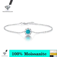 925 sterling silver created 0 5ct moissanite ruby emerald aquamarine stone chain bracelet for women fine jewelry wholesale