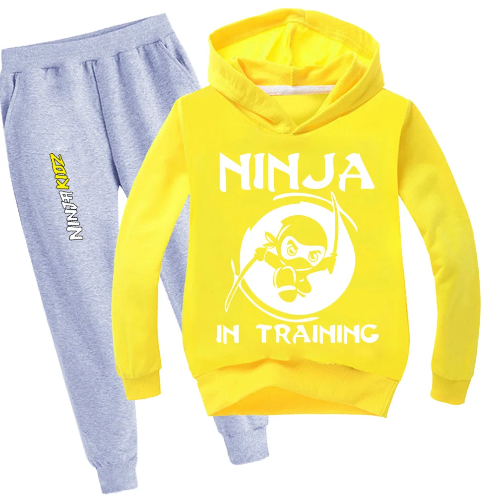 Hoodie Pants 2pcs Sets NINJA KIDZ Spring Kids Printed Tracksuit Baby Clothing Sets Toddler Girl Outfits Boys Streetwear Clothes