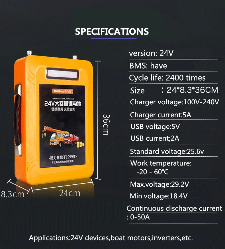 High power 24V 125AH Li-ion USB lithium-iron Battery for inverter/boat motor/solar panel/outdoor Emergency Power source | Электроника