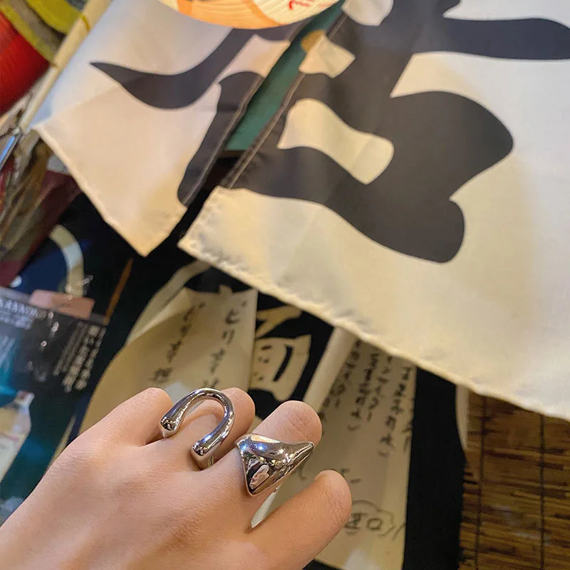 

FMILY Minimalist 925 Sterling Silver Geometric Letter U-shaped Ring Retro Fashion Temperament Jewelry for Girlfriend Gifts