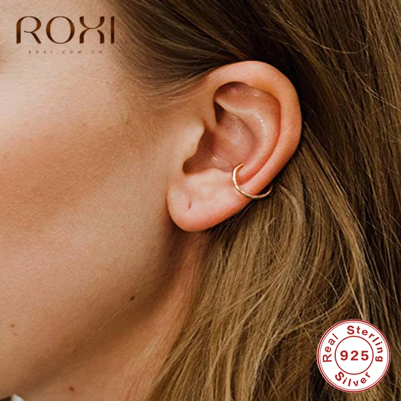 

ROXI Minimalist 925 Sterling Silver Ear Cuff Non Pierced Earrings for Women Simple Jewelry Korean Earrings Wrap Earcuff Brincos