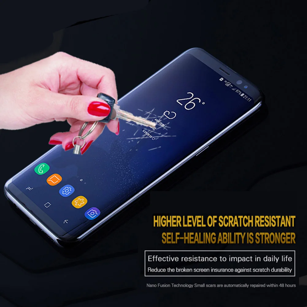 Защитная пленка для экрана из мягкого ТПУ полное покрытие изогнутая 3D кромка Samsung