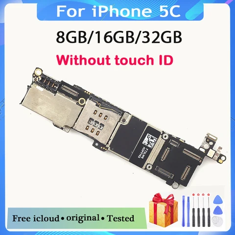 Для iphone 5C оригинальная разблокированная материнская плата 8 ГБ 16 ГБ 32 ГБ, с чистой системой iCloud и IOS для iphone 5C материнская плата с полными чипами