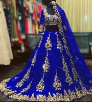 sexy indian arabic red wedding dresses with gold lace 2021 two piece muslim wedding dress with half sleeve blue dubai bride gown