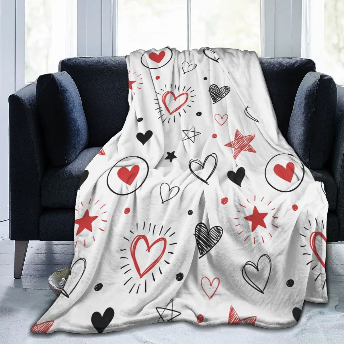 

Мягкое теплое фланелевое одеяло, смешные сердца и звезды, переносное зимнее тонкое одеяло для кровати, дивана