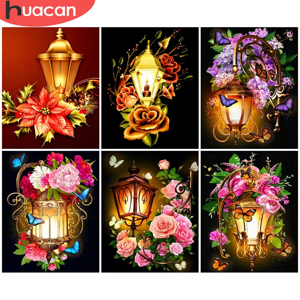 

HUACAN Oil Painting By Numbers Rose Flower Wall Art Unique Gift Hand Painted Picture By Numbers Butterfly Children's Room Decor