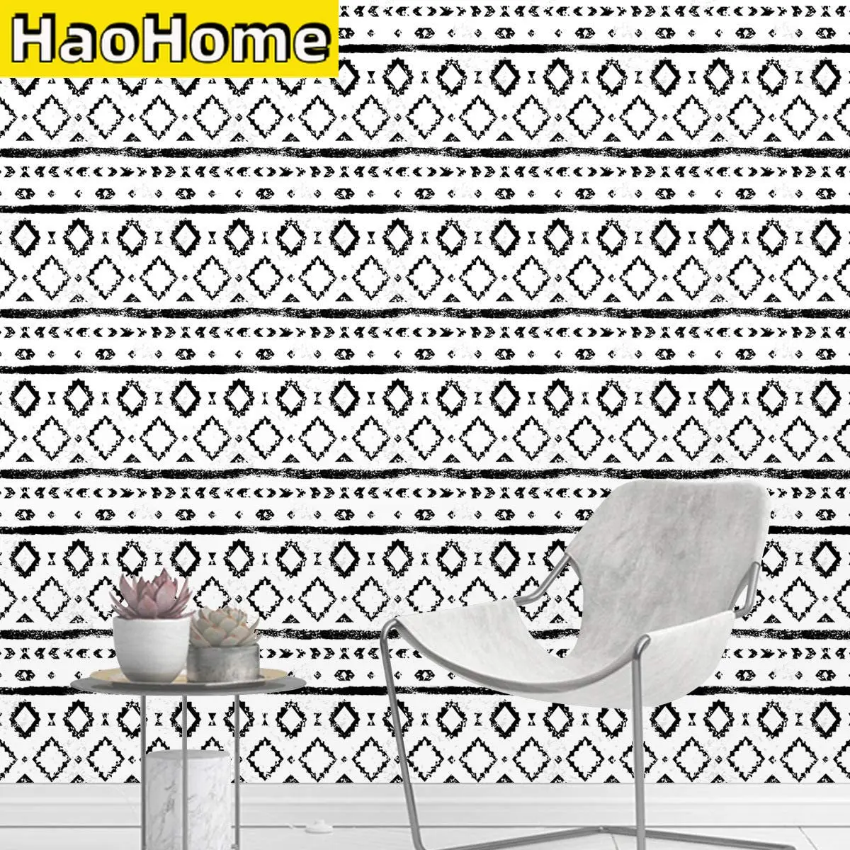 

HaoHome Modern Geometric Peel and Stick Wallpaper Black and White Self-Adhesive Removable Wall Decor for Home Bedroom Cabinets