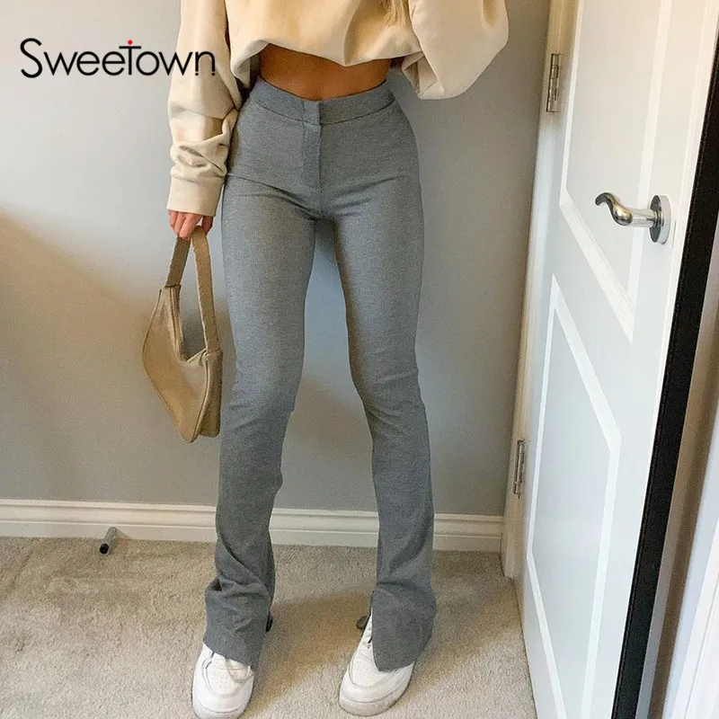 Серые однотонные джоггеры Sweetown Y2K женские повседневные тренировочные брюки