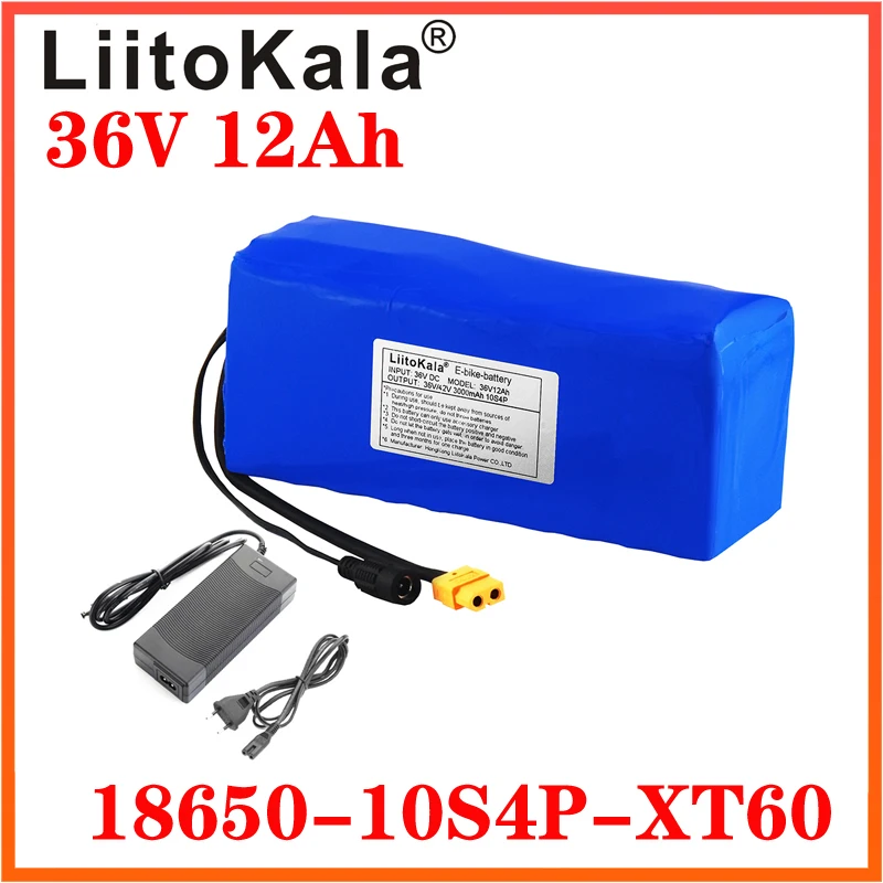 

LiitoKala 36V 12AH 10ah 8ah 6Ah Electric Bike Battery Built in 20A BMS Lithium Battery Pack with 42V 2A Charge Ebike Battery