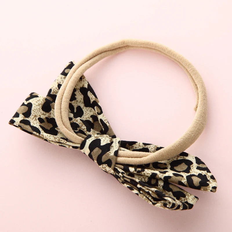 

4pcs/lot Girls Leopard Bow Nylon Headband Soft Elastic Bow-knot Hairband Children Toddler Head Wear Hair Accessories For Girls