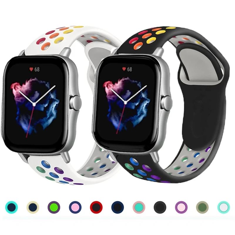 

Силиконовый ремешок для Huami Amazfit GTR 3 Pro GTR 2/2e 20 мм 22 мм спортивный браслет для Amazfit GTS 3 GTS 2/2e/2Mini gts 3 GTR 4 ремень