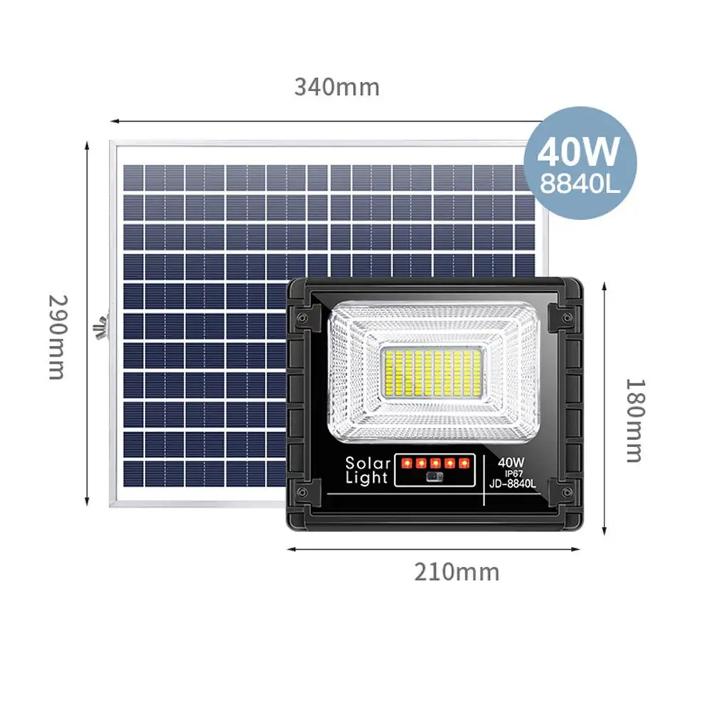 

Solar Led Portable Outdoor Waterproof Lamp With Remote Control 40W 60W with Electric Quantity Display