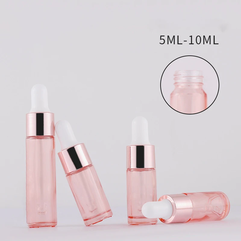 

5ML 10ML Glass Dropper Bottles Rose Gold Essential Oil Bottles With Glass Pipettes Perfume Bottles Thick Glass New