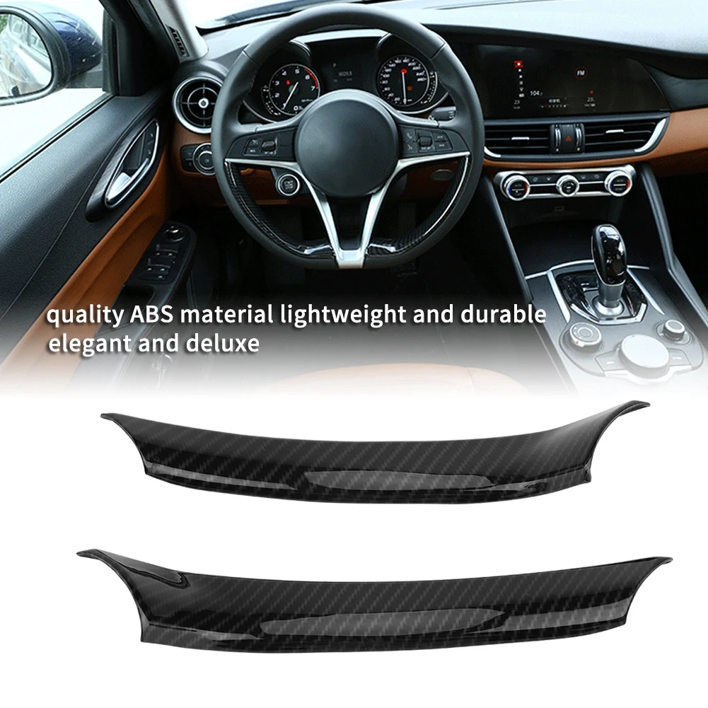 

2pcs ABS anti-rust Car Interior Steering Wheel Decorative Decor Cover Trim prevent scratches dust for Alfa Romeo Stelvio/Giulia