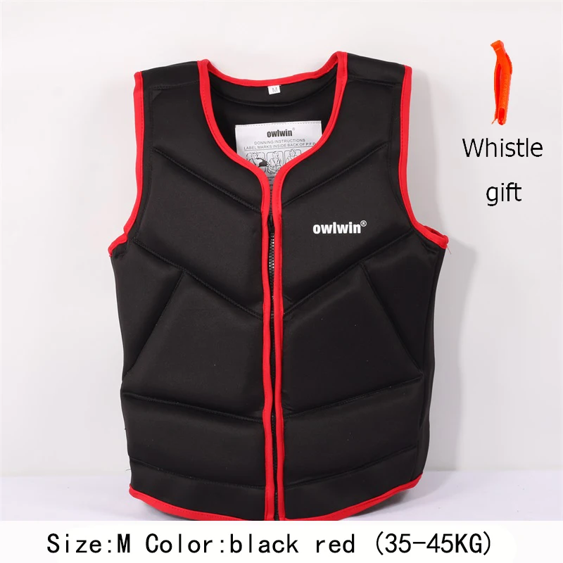 black red M Модный спасательный жилет для подводного плавания, полибутадиен, резиновый спасательный жилет для детей и взрослых, одежда для плавания, катания на лодках, лыжах, вождения, Лыжный жилет - Цвет: black red M