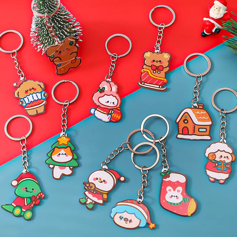 

Christmas Acrylic Keychain Christmas Snowman Series Key Chain Bag Decoration Key Ring