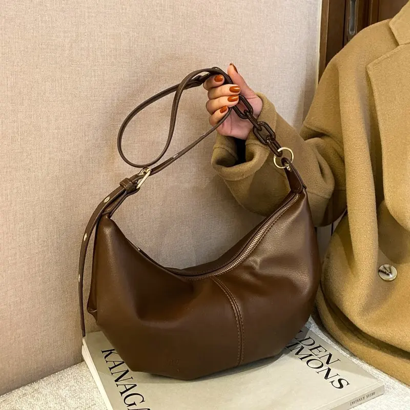 

Women's Soft Leather Handbag High Quality Retro Messenger Bag Women's Solid Color Chain Shoulder Bag Women's Sac A Main Waist Ba