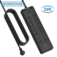 ntonpower multiple socket us power strip wall mount outlet with usb 2100j surge protector with 25ft long extension cord for home