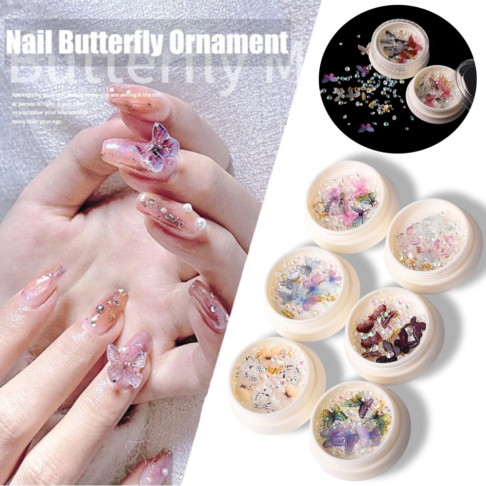

DIY Colorful Rivets Butterfly Mix Nails Art Decorations Nail Art Diamond Nail Crystal 3D Rhinestones