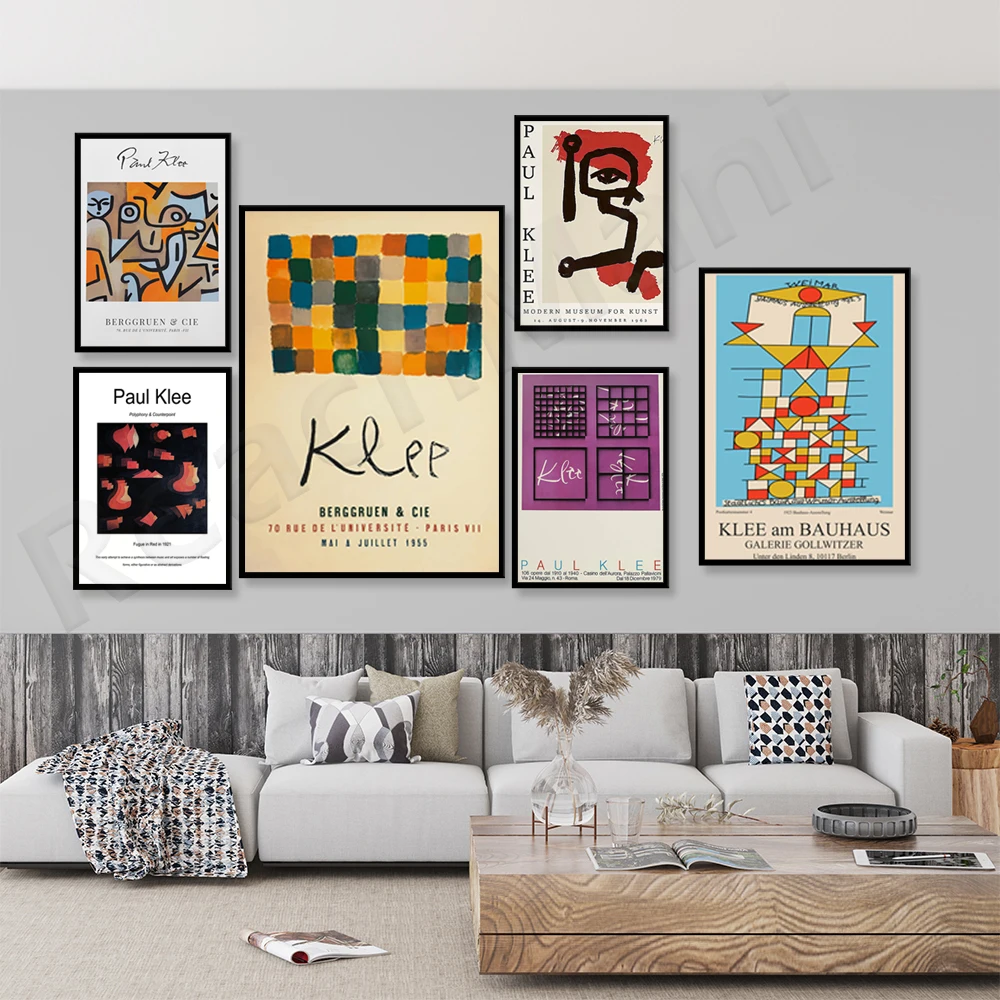 

Paul Klee Exhibition Hall poster, abstract art print wall painting, surrealistic home decoration painting