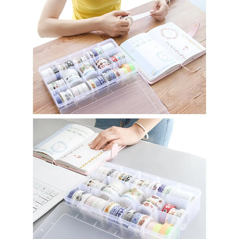 15 сеток Настольный ящик для хранения лент мини бумажная клейкая лента прозрачный