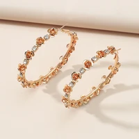 2021 new products retro metal earrings for women rose flower shape design geometric french earrings christmas gift