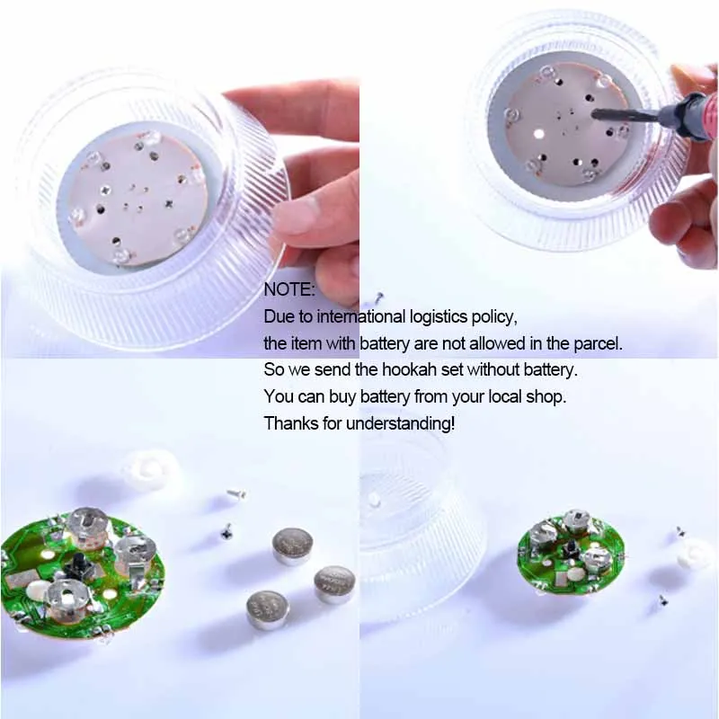 Портативная акриловая чаша кальяна с светодиодный светильник держатель для угля