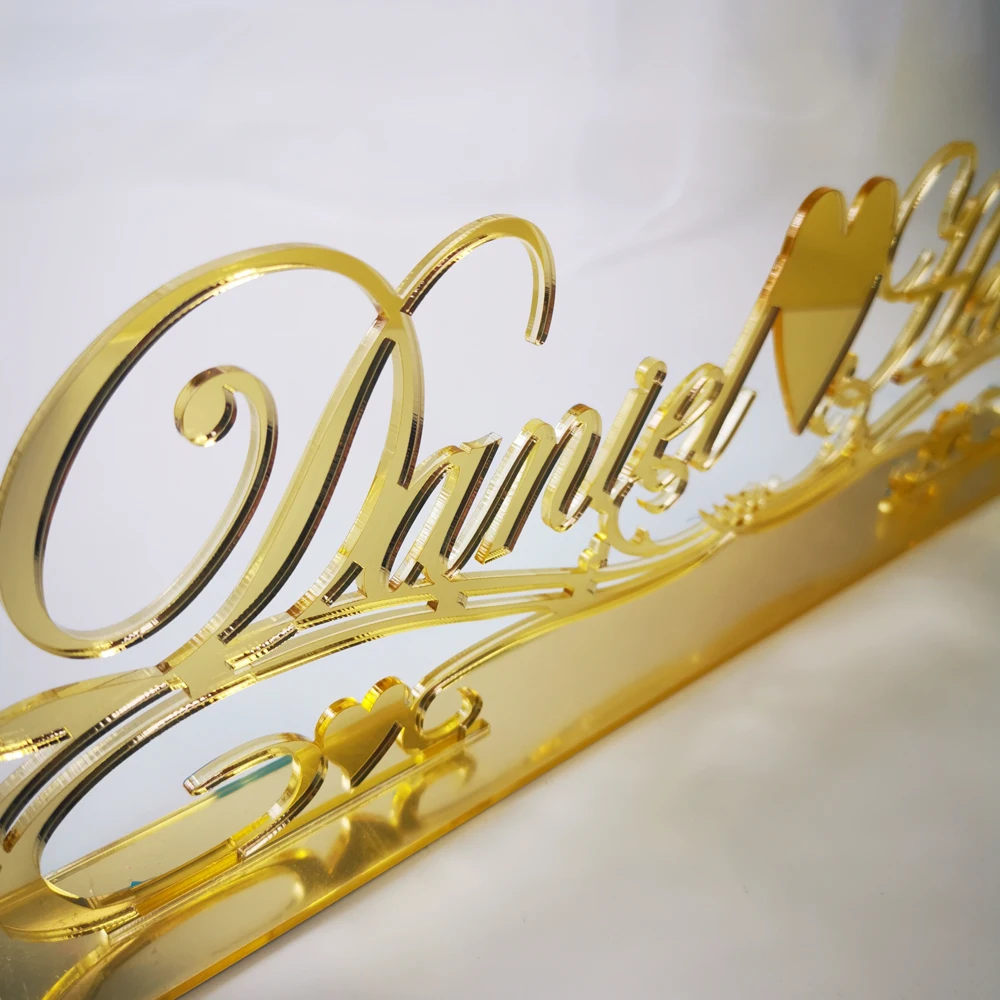 Заказное зеркальное имя для декора стола акриловое зеркало столовая Свадебные