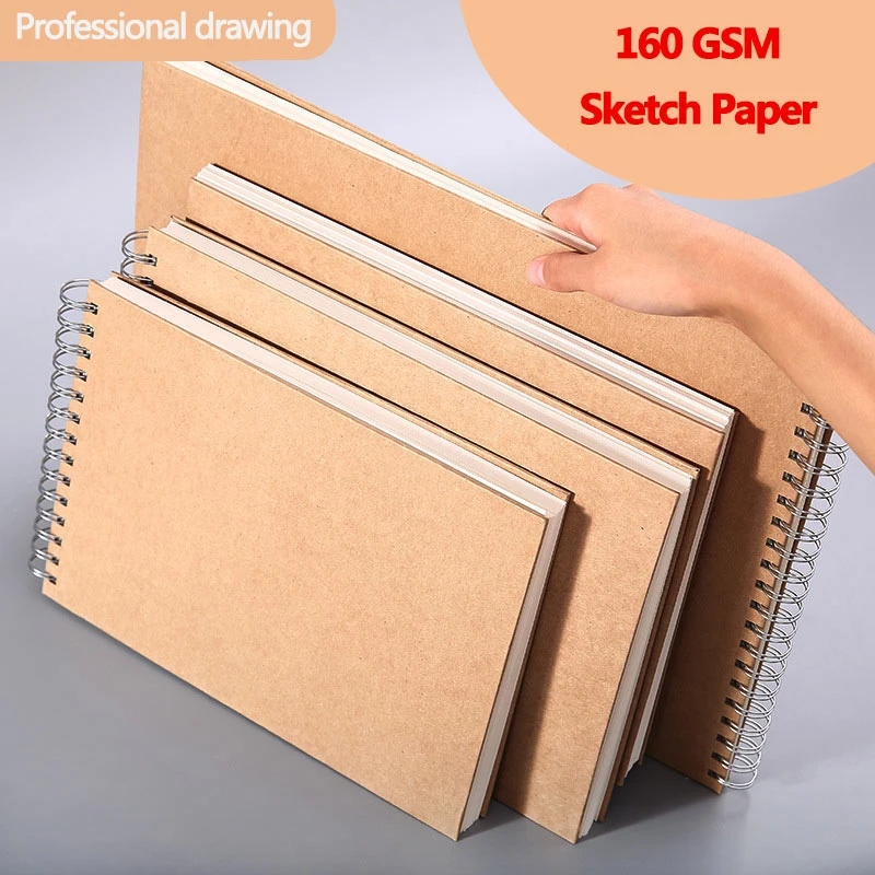 

Professional Sketchbook A4/8K/A5/16K 160 GSM Spiral Notebook Diary Art School Supplies Pencil Drawing Notepad Office Stationery