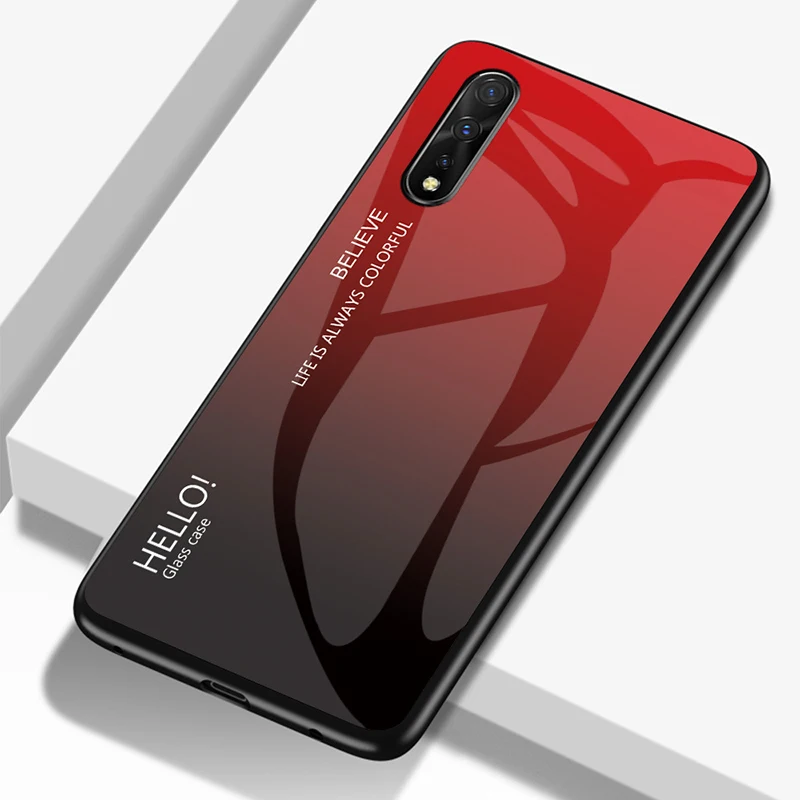 Градиентный защитный чехол для телефона из закаленного стекла Huawei P20/Pro P30 Lite/Nova4E