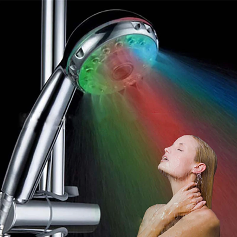 adjustable temperature shower head 3 mode 7 color led light sprinkler sensor bath sprinkler colorful flash bathroom shower head free global shipping