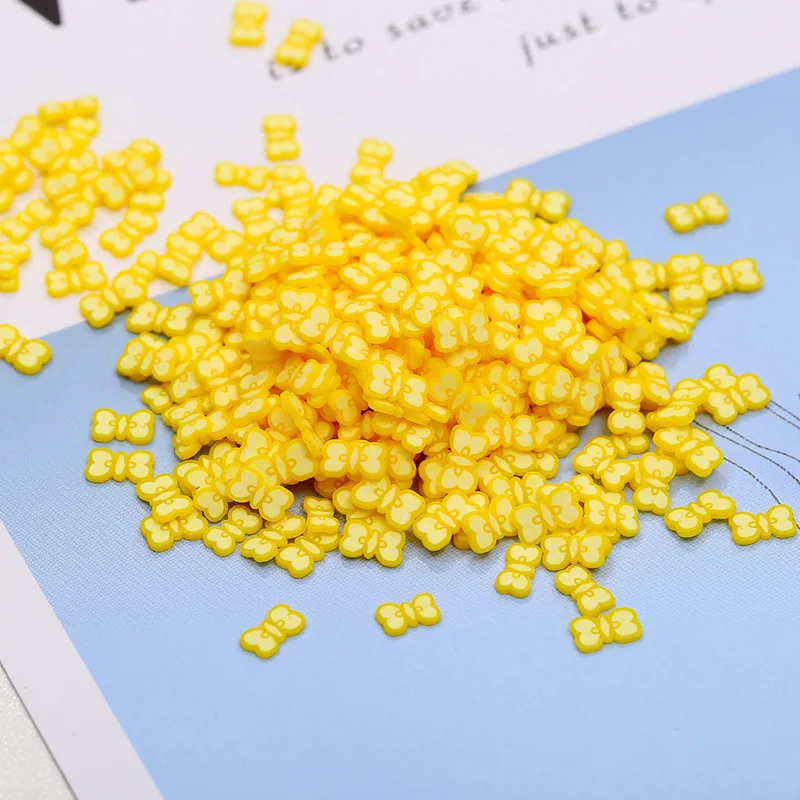 3 yellow 100 г/лот бабочка полимерная Горячая мягкая глина разбрызгивает Красочные животные крошечные милые глиняные ломтики клеи частицы грязи слизь материал - Цвет: 3 yellow
