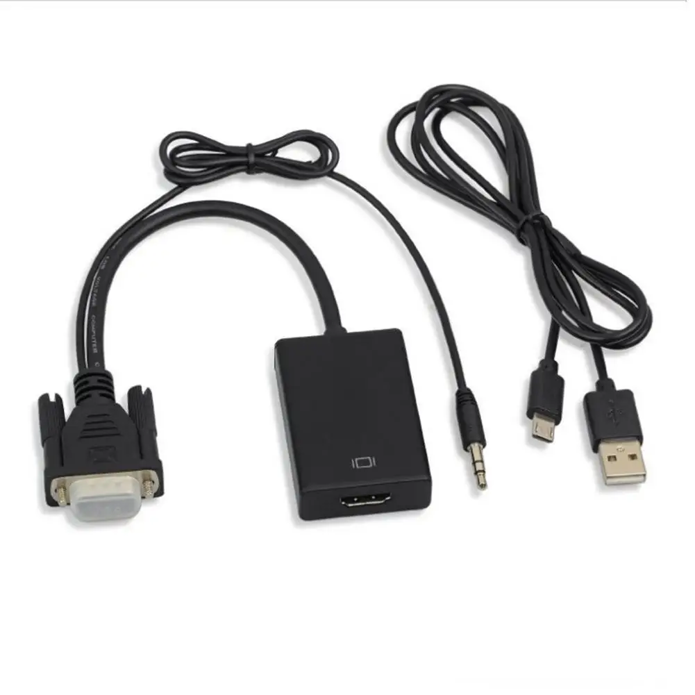 

VGA To HDMI Adapter With Audio Lead For Computer Male To Female Adapters For HDTV Or Monitors Laptop Tablet Projector