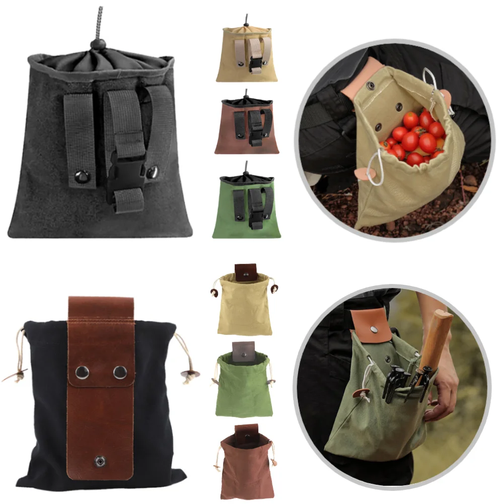 

Leather Waxed Canvas Pouch Outdoor Foraging Bag Garden Tools Bag Tote Garden Tools Bag In Water Proof Canvas Rolling Bag