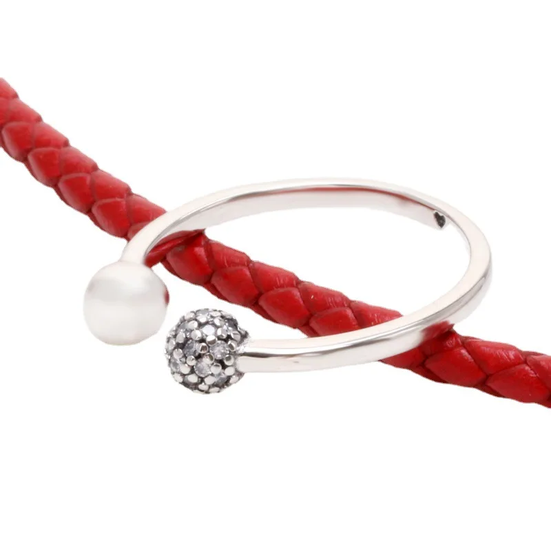 

925 Sterling Silver Ring Rose Princess Wishbone pan Ring With Crystal For Women Wedding Party Fashion Jewelry