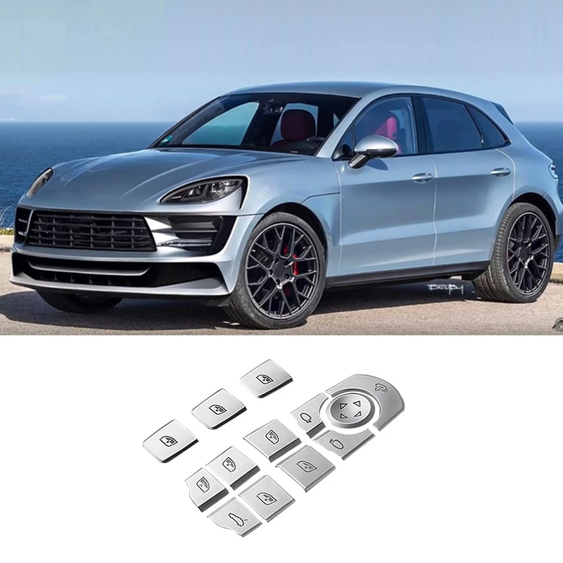

Car Window Lifter Buttons Sequins Decoration Trim Chrome Interior Cover for Porsche- Panamera Cayenne Macan Accessory