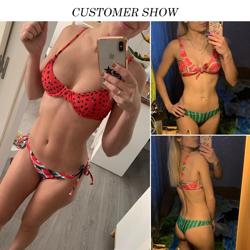 In-X Watermelon swimsuit female Sexy knot bikinis mujer Push up swimwear women bathers Summer beach wear bathing suit new