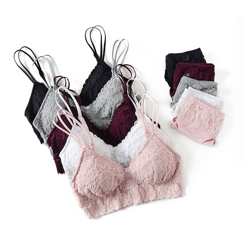 Кружевной бюстгальтер с цветочной вышивкой и съемной подкладкой хлопковый